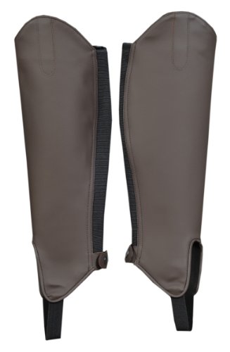 ADULT-EQUESTRIAN-SYNTHETIC-LEATHER-HALF-LEG-HORSE-RIDING-CHAPS-GAITERS-BROWN-FREE-UK-DELIVERY