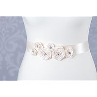 Brautgürtel Gesteck-Gürtel Röschen ivory Braut G1