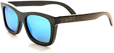 RawWood Originals Polarized Bamboo Sunglasses Black/Blue Wood 100% Floating