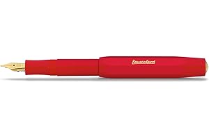 ‎KAWECO Kaweco CLASSIC SPORT Füllhalter Red mit vergoldeter Edelstahlfeder und Iridiumspitze für Tintenpatronen I Füllfederhalter 13 cm I Füller in Rot I Federbreite: M (Medium)