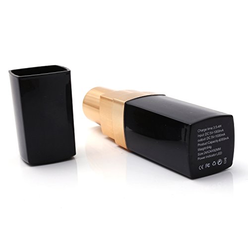 iProtect Lipstick Power Bank 4000mAh Externes Ladegerät in schwarz gold für Smartphones und andere USB-Geräte inkl. Micro USB Kabel - 4