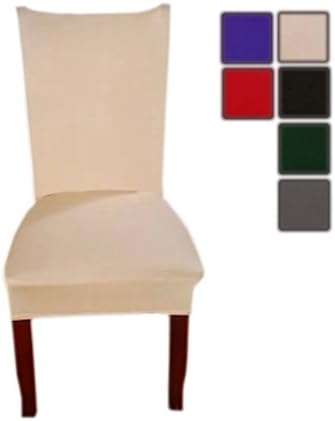 Inroy Dining Chair Slipcovers Stretch Removable Washable Solid Color Elastic Chair Seat Cover (1, Beige)
