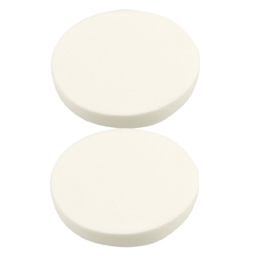 SODIAL(R) 3.1" Cosmetic Facial Soft Beige Round Sponge Powder Puff for Lady 2 Pcs
