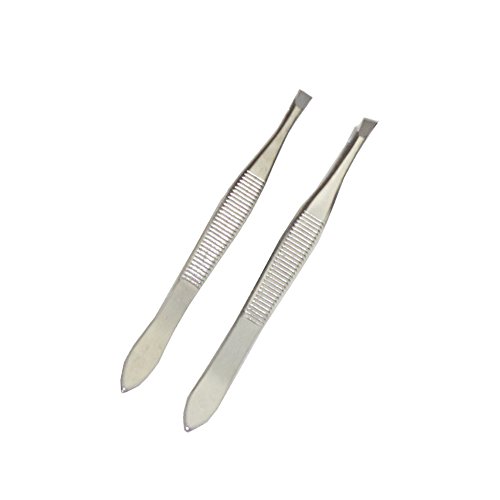 Haobase Silber Ton Slanted Flach Spitze Metallhaar -Augenbraue -Pinzette-Werkzeug für die Dame - 2
