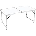 REQUISITE NEEDS Indoor Outdoor Folding Camping Table Picnic Table with Adjustable Height, Aluminium Foldable Portable for Kitchen Garden Party Compact Small BBQ Picnic Table (4ft)