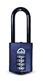 Henry Squire Extra Long Shackle 4 Wheel Combination Padlock, 50 mm (Length)