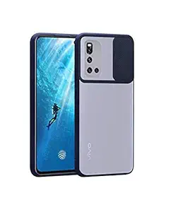 Mobile Case Cover for Vivo V19 with Camera Shutter Slide Protector Matte Smoke Back Case CoverVivo V19, Blue