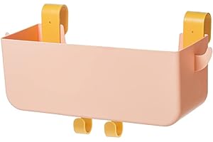 Poeland Bedside Hanging Storage Basket with Hooks, Bunk Bed Organizer Shelf Bunk Bed Storage Caddy Holder for Remote Phone Glasses Bottle in Dorm Bed Room Bathroom Camper Rv Loft Bed