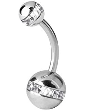Karisma Edelstahl 316 L Bauchnabel Piercing Orbit teil Side sealed mit Swarovski Elements 5/8mm Kugeln- Weiss
