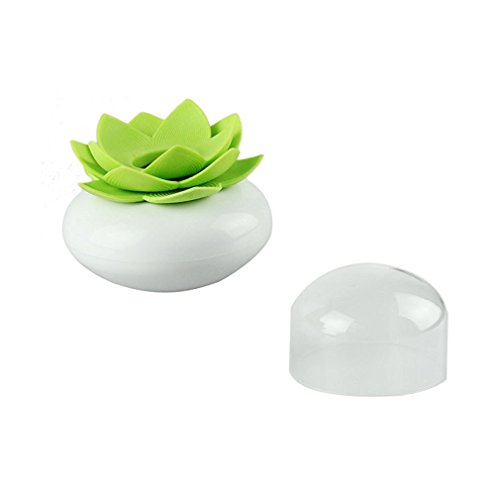 Ailiebhaus Lotus Blumen Cotton Halter Aufbewahrung Box Zahnstocherspender mit Abdeckung Grün - 2