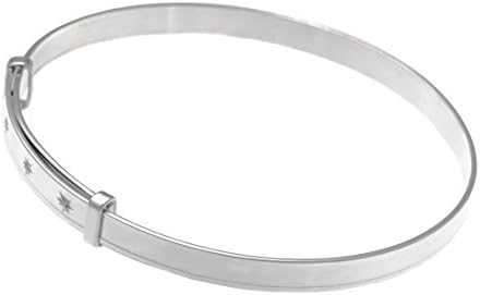 925 Fine Solid Silver Baby Expanding Bangle Christening 3 tiny Real Diamonds
