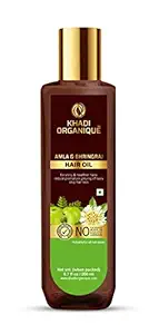 Khadi Organique Amla & Bhringraj Hair Oil for Shiny and Healthier Hair (SLS & Parabeen Free) 200 ML