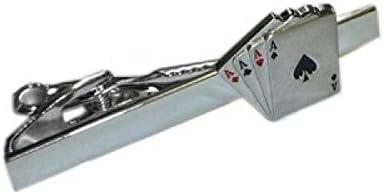 silver rhodium plated 4 aces cards, tie clip , tie slide comes in gift box,