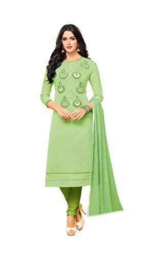 OOMPH! Women's Unstitched Cotton blend Salwar Suit Dupatta Material - Mint Green