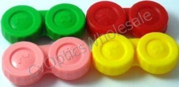 4 Contact Lens Soaking Storage Cases UK Made - Yellow - Red - Pink - green