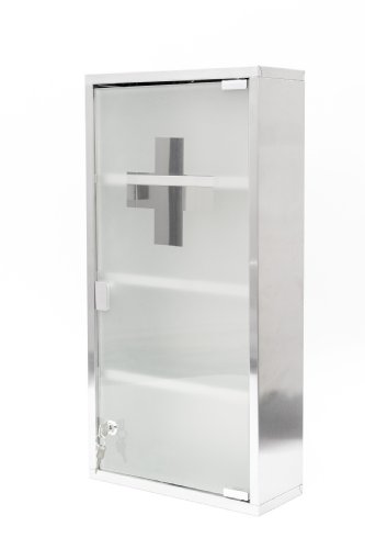 60cm MAXI Erste Hilfe Medizinschrank EDELSTAHL GLAS + 50 Wundmed Pflaster Gratis Zugabe - 6