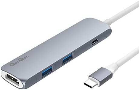 GN22B Premium USB Type C Hub Multi-Ports Adapter with PD Charging Port, 2 SuperSpeed USB 3.0 Ports, 1 HDMI Port and 1 USB-C Input Charging Port for New Macbook 2016 12-Inch Aluminum Alloy(Space Gray)