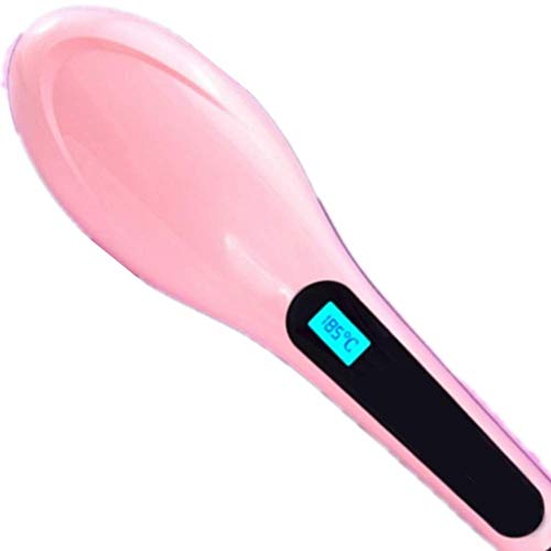 Hair Straightener Does Not Hurt Hair-Proof Electric Straight Hair Comb  LED Temperature Control Display  Pink