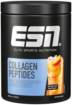 ESN Collagen Peptides, Tè freddo alla pesca, 300 g, 20 porzioni, collagene in polvere, prodotto in Germania