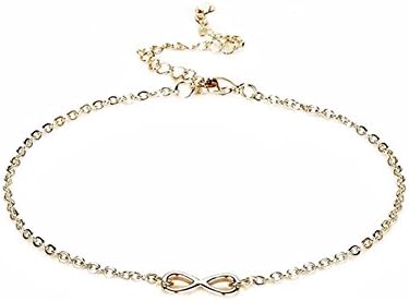 YOUBETTER Women Fashion Adjustable Bracelet Rose Gold Infinity Anklet with Crystals (Gold)