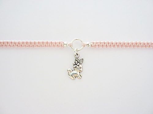 Macrame Bracelet With Bunny Rabbit Charm. Adjustable. Choice of Colours & Sizes.