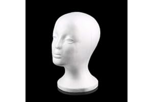 CAMKPELL White Female Styrofoam Mannequin Manikin Head Model Foam Sponge Wig Hair Glasses Display Glasses Cap Display Stand - White