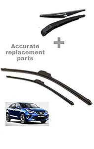 Accurate- Baleno Front Frameless Wiper Blades Size 20,18 and 1 Set Rear Wiper Arm with Blade, Set of 4 Pc