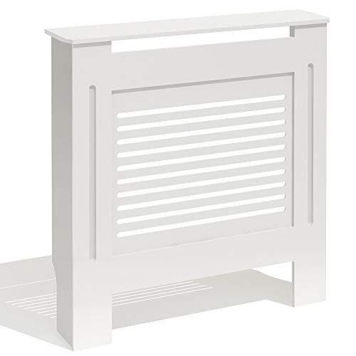 LITTLE TREE - Funda para radiador, Tablero DM, diseño Moderno Vertical y Listones, Color Blanco, Listones, Small