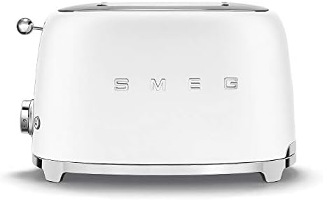 Smeg, Tostapane 2x2 TSF01WHMEU, 2 Scomparti da 36mm, 6 Livelli di Doratura, Funzione Riscaldamento, Scongelamento e Bagel, Espulsione Automatica del Pane, Cassetto Raccoglibriciole, 950W, Bianco