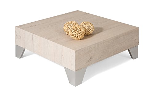 mobilifiver Evo 60 Coffee Table, Oak Wood, Cream, 60 x 60 x 24 cm