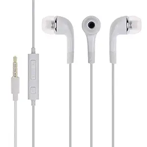 In-Ear Headphones Earphones for Samsung Galaxy M10 Earphone Wired Stereo Deep Bass Head Hands-free Headset Earbud With Built in-line Mic, Call Answer/End Button, Music 3.5mm Aux Audio Jack (YS, White)