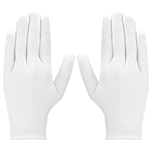LUTER 3 Paires Gants De Coton Blanc Femme Homme Gants en Tissu pour Eczéma, Mains sèches, hydratation, Nettoyage des Costumes en Argent pour Bijoux de pièce de Monnaie