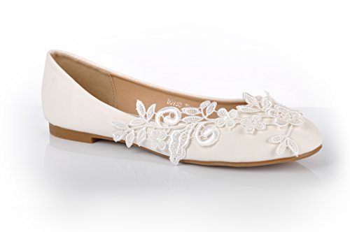 04 Light Ivory Wedding Lace Crochet Flat Pumps Bridal Ballerina