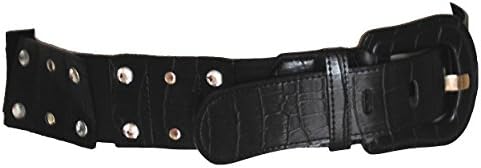 Black Gothic Sci-Fi Punk Crocodile Steampunk Skin Stud Wide Large Buckle Belt 12 14 16