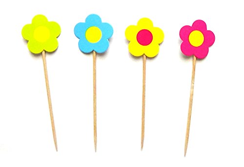 Party-Picker / Deko-Picker "FLOWER POWER" (11 cm - 40 Stück) TOP QUALITÄT
