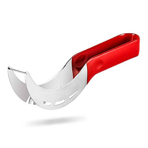 Uvistar Obstschneider Rostfreier Edelstahl Melonenschneider Obstmesser Honigmelonenschneider Leicht Watermelon Entkerner Ausstecher ( rot ) mit 4 Obstgabeln - 4