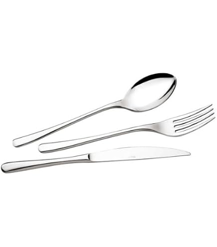 Eme Vetrina Posate Eleven 24 Pezzi - Servizio Tavola In Acciaio Inox 18/10, Finitura Sabbia Micropallinata, Made In Italy