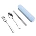 Produktbild Igemy A Sse von 3 Stück Portable Essstäbchen Gabel Löffel, Tragbare Reise Besteck Set Geschenke (Blau)