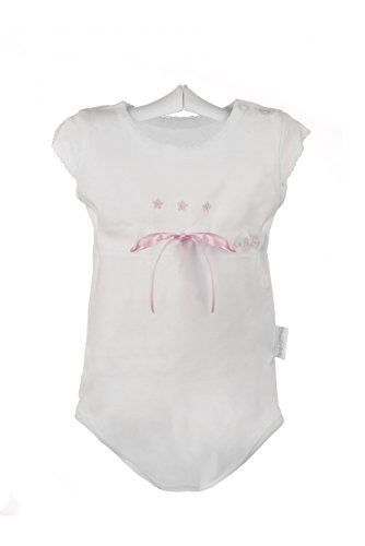 Chocolat Baby 3352r6 - Body T-Shirt, 6 Months, 100% Cotton, White with Star Pink