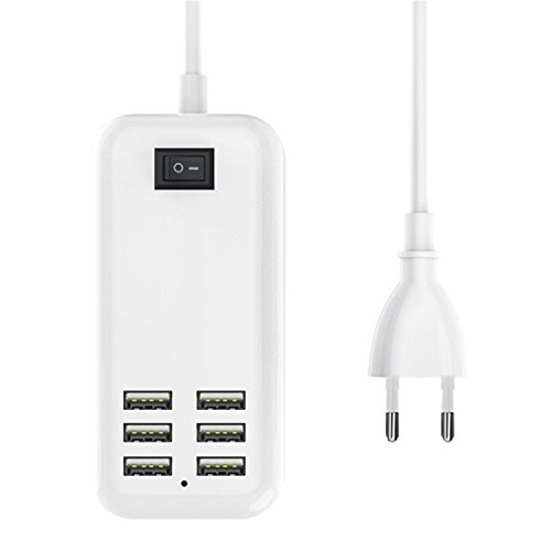 6 Ports USB Hub Desktop Wand Ladegerät AC Adapter Slots Steckdosen Aufladen Verlängerung Erweiterung