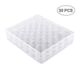 30 transparente Nailart Dosen mit Schraubgewinde und Deckel + stabiler Container-Box