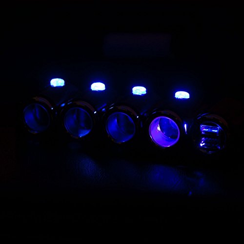 KFZ 12V/24V Auto Verteiler 6 Fach – 4x Zigarettenanzünder Adapter mit 2x USB Ladegerät 120W + Kabel 2in1 microUSB/Lightning für Handy Smartphone GPS Navigation – Ladesteckdosen LED - 6
