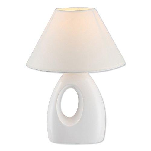 Preisvergleich Produktbild Hochwertige Tischleuchte Keramik weiß Stoffschrim weiß - Globo SONJA 21670