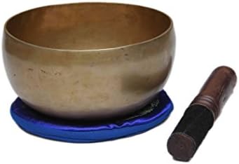 Tibetan Antique Singing Bowl Set 8" x 3.5", Old Singing Bowl Set with Wooden Mallet and Cushion © Himalayan Solitude (XXX-Large)