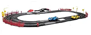 Plutofit Turbo Challenge Slot Racing Track Set with Two Slot Cars and Two Speed Modes