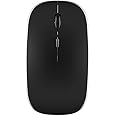 Glassology Dual-Mode Wireless Mouse Bluetooth 5.0 & USB 2.4G, Silent Noiseless Slim Design for Laptop, 4 Adjustable DPI Levels Compatible With Mackbook HP Acer Lenovo Thinkpad Elegant Black
