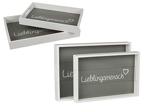 Preisvergleich Produktbild MC Trend 8erSet Lieblingsmensch Geschenkkartonage Boxen Aufbewahrungsboxen Kartonage grau Silber Schriftzug (Holz Tablett)