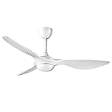 Ventilateur de plafond H&Fun de 52 po avec kit d'éclairage à DEL Télécommande pour lames modernes Moteur réversible sans bruit, 6 vitesses, sélecteur de température à 3 couleurs