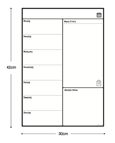 Magnetisches Whiteboard Kühlschrank-Kalender von Smart Panda – Nützlicher Menü-Planer, Memo oder wöchentliche Einkaufsliste für Erwachsene und Kinder – Einfach zu beschreiben und wegzuwischen mit starkem Magnet – Notizbrett inklusive 4 farbige trocken abwischbare Marker – auf Deutsch - 5