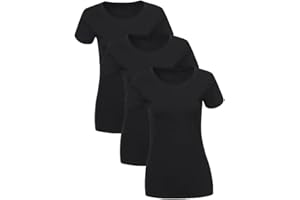 LiKing T-Shirt Donna Maglietta con Scollo Rotondo Cotone Maniche Corte Tee Top Pacco da 1/3 6101